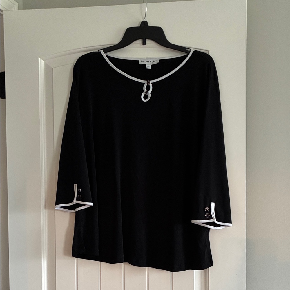 Southern Lady Black Top with White Trim